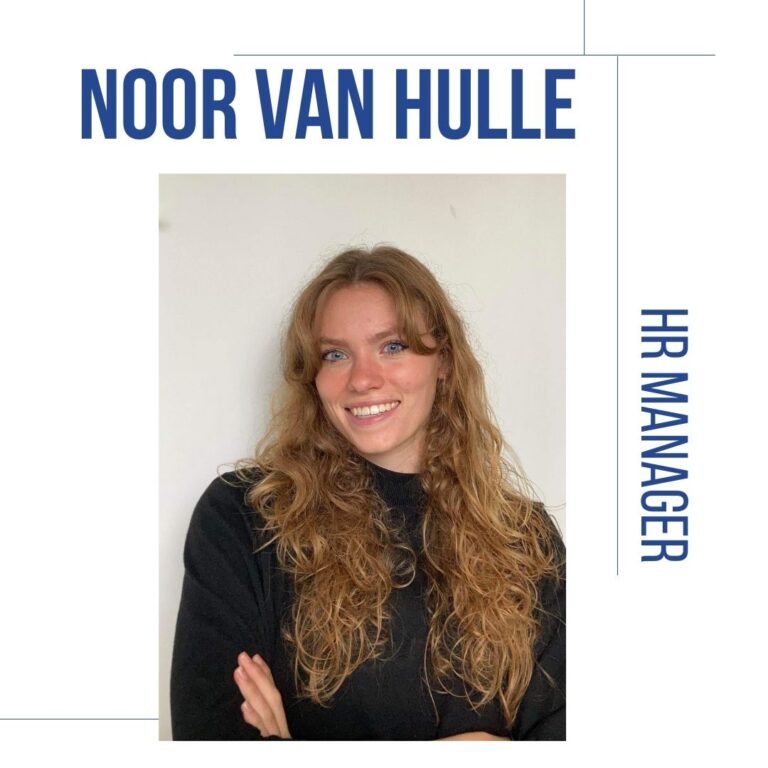 A picture of a girl with text beside; text read as Noor Van Hulle HR manager