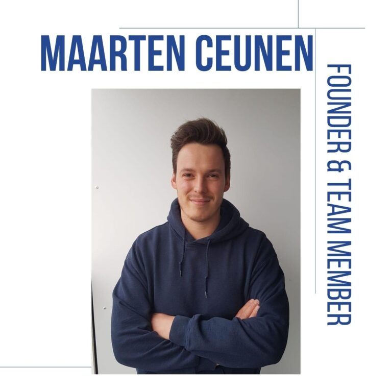Photo of a man and text beside him, text read as Maarten Ceunen, co-founder of SVS and team member.