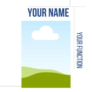 A picture of an empty space with text read your name and your function